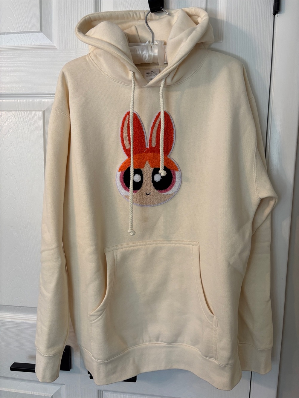 Blossom Powerpuff Girls Cream Hoodie with Patch